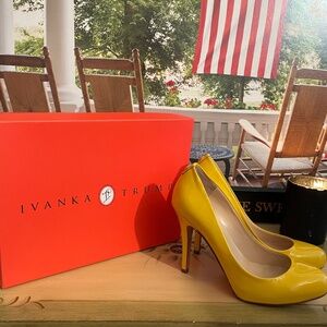 Ivanka Trump Women’s Heels Sexy Summer Bright Yellow Patent Leather Pumps Sz 6.5